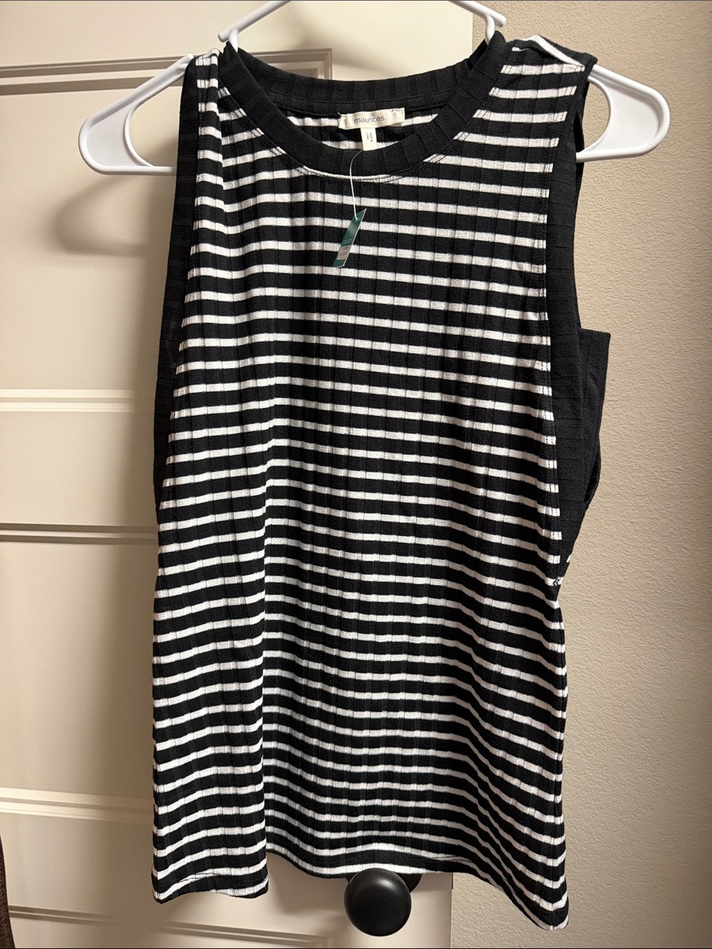 Maurices Black & White Striped Ribbed Tank